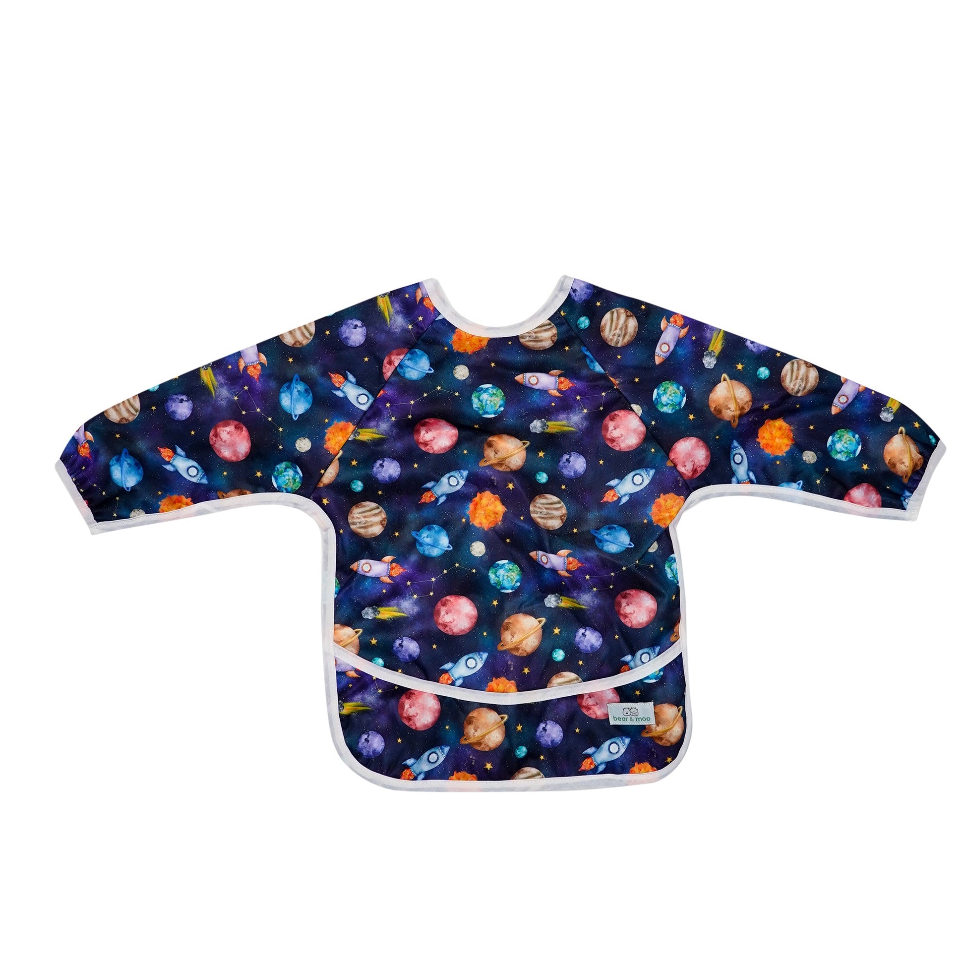 Bear & Moo Sleeved Bib | Space Rockets