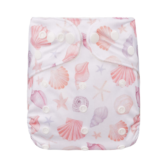 Bear & Moo One Size Fits Most Reusable Cloth Nappy in Sunset Seashells