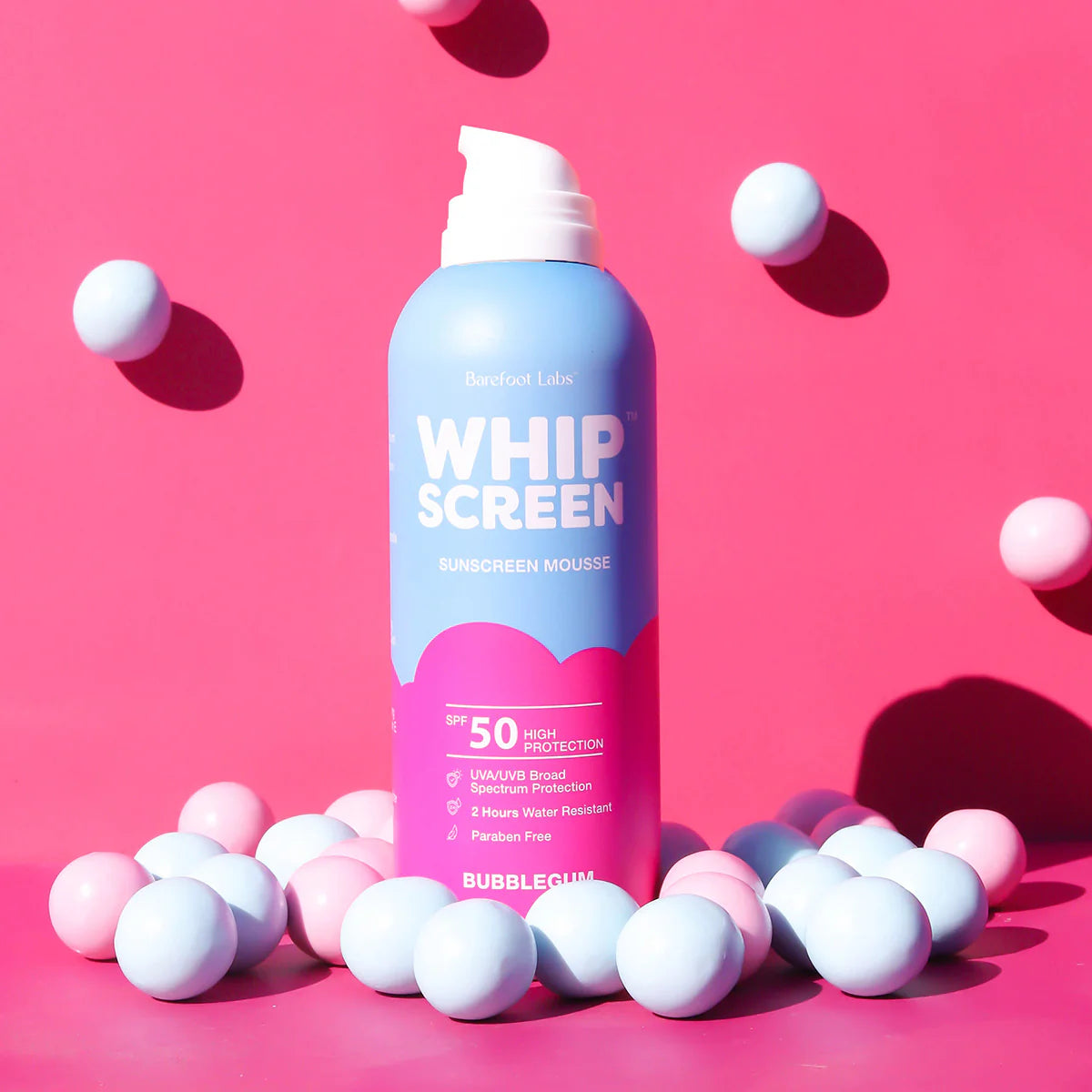 Barefoot Labs WhipScreen SPF50 | Bubblegum Sunscreen Mousse available at Bear & Moo