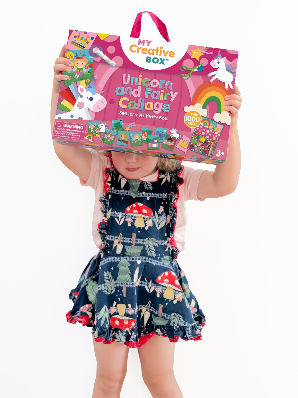 My Creative Box Unicorn and Fairy Collage Sensory Craft Box, child holding the box