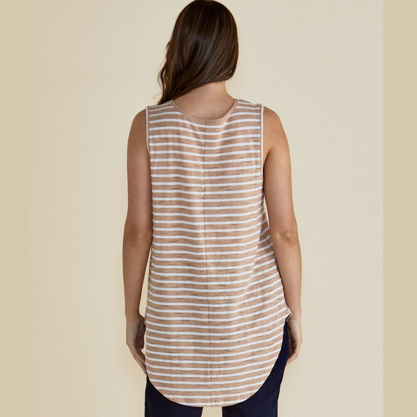 Betty Basis Keira Tank | Beige Stripe available at Bear & Moo