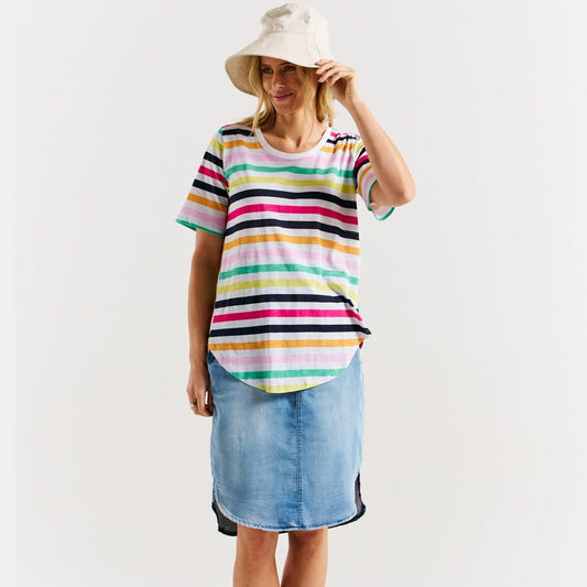 Betty Basics Ariana Tee | Rainbow Stripe available at Bear & Moo