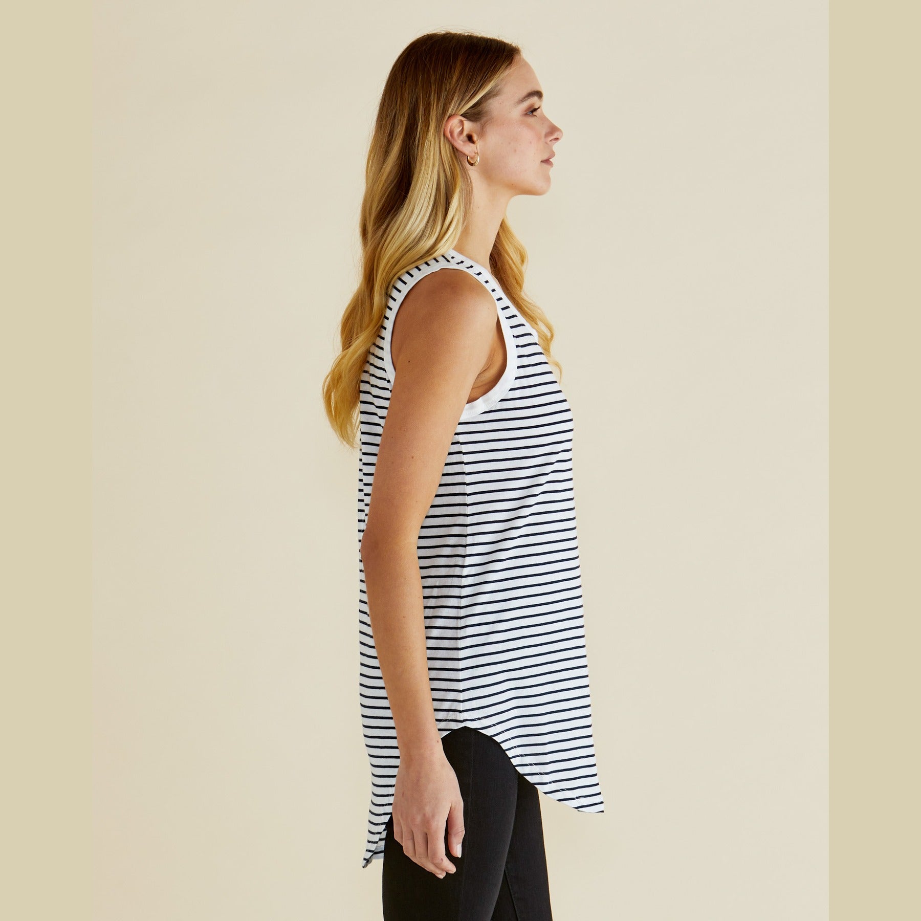 Keira Tank | Jet Black Stripe available at Bear & Moo