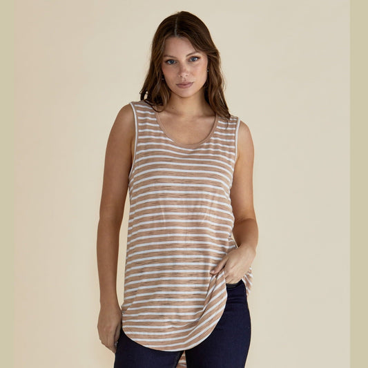 Betty Basis Keira Tank | Beige Stripe available at Bear & Moo