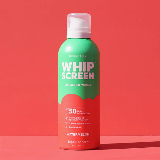 Barefoot Labs WhipScreen SPF50 | Watermelon Sunscreen Mousse available at Bear & Moo