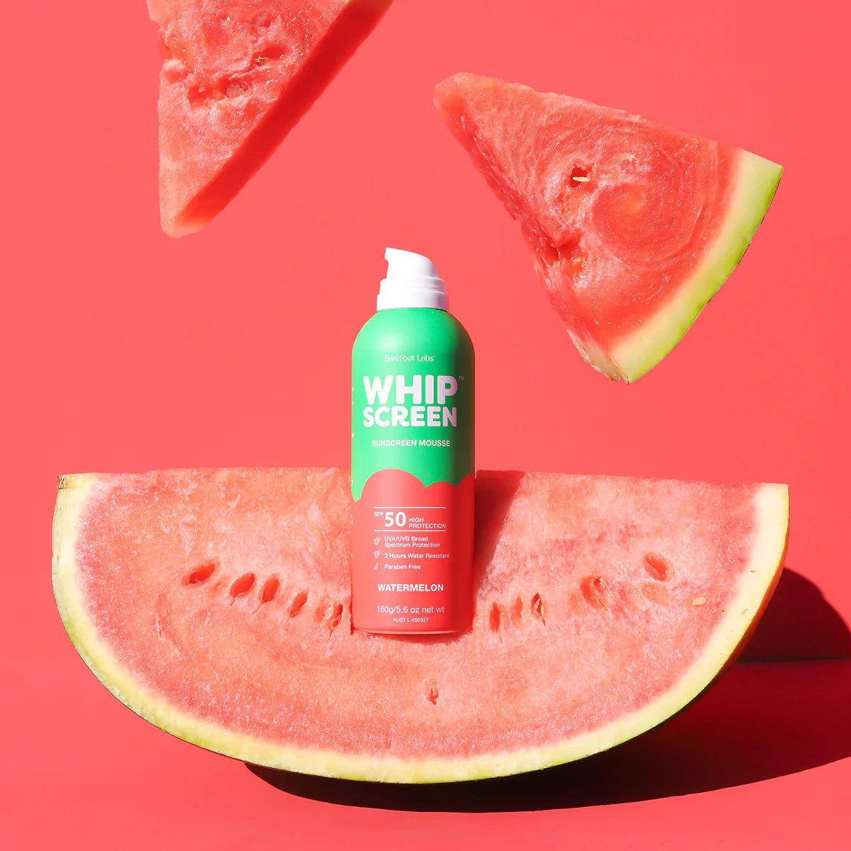 Barefoot Labs WhipScreen SPF50 | Watermelon Sunscreen Mousse available at Bear & Moo