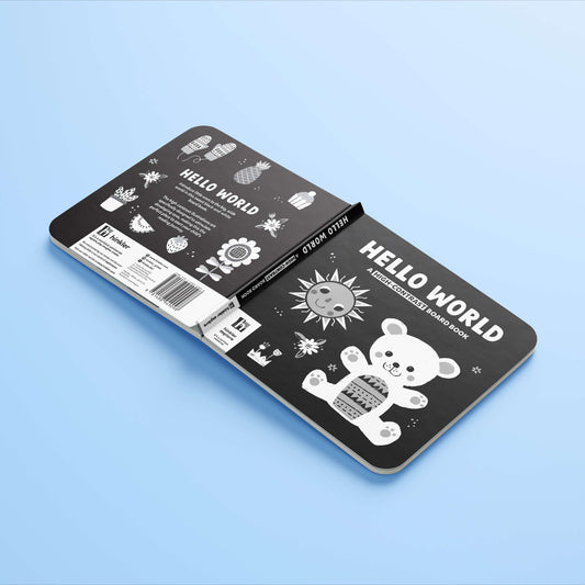 Hello World High Contrast Board Book available at Bear & Moo